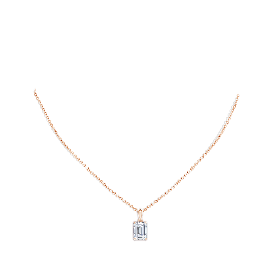 10x7.5mm FGVS Lab-Grown Emerald-Cut Diamond Solitaire Pendant in Rose Gold pen