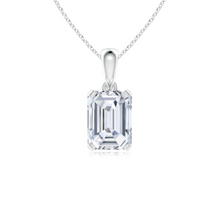 10x7.5mm FGVS Lab-Grown Emerald-Cut Diamond Solitaire Pendant in White Gold