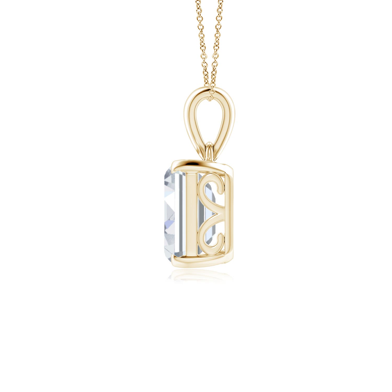 10x7.5mm FGVS Lab-Grown Emerald-Cut Diamond Solitaire Pendant in Yellow Gold
