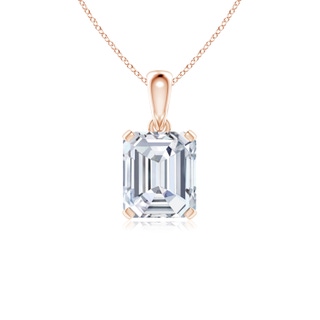 10x8.5mm FGVS Lab-Grown Emerald-Cut Diamond Solitaire Pendant in Rose Gold