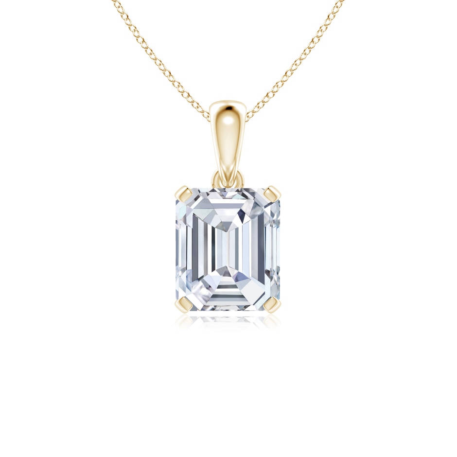 10x8.5mm FGVS Lab-Grown Emerald-Cut Diamond Solitaire Pendant in Yellow Gold 