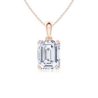 11x8.5mm FGVS Lab-Grown Emerald-Cut Diamond Solitaire Pendant in 10K Rose Gold