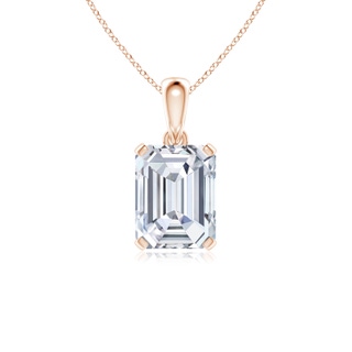 11x8.5mm FGVS Lab-Grown Emerald-Cut Diamond Solitaire Pendant in Rose Gold