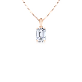 6x4mm FGVS Lab-Grown Emerald-Cut Diamond Solitaire Pendant in 10K Rose Gold