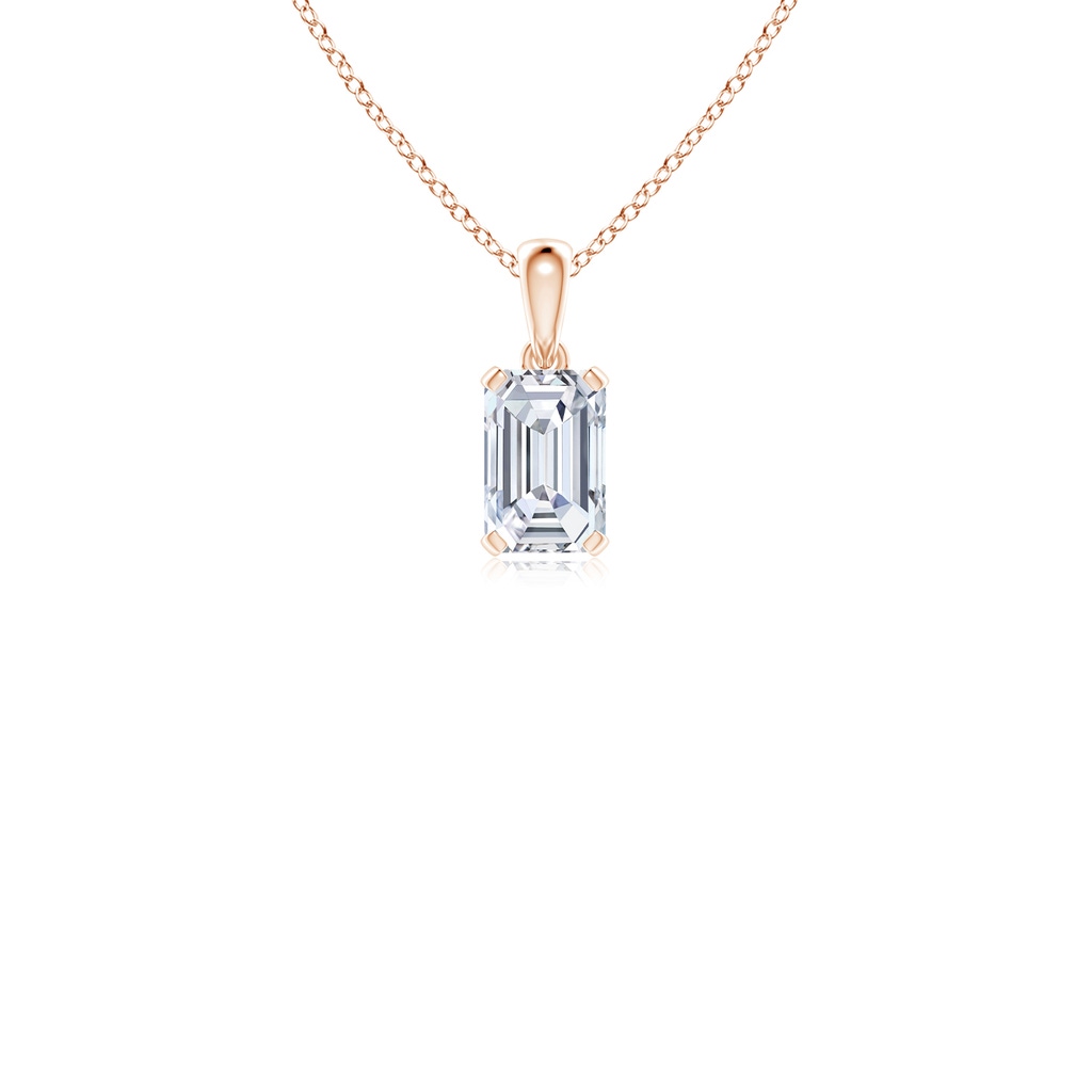 6x4mm FGVS Lab-Grown Emerald-Cut Diamond Solitaire Pendant in Rose Gold