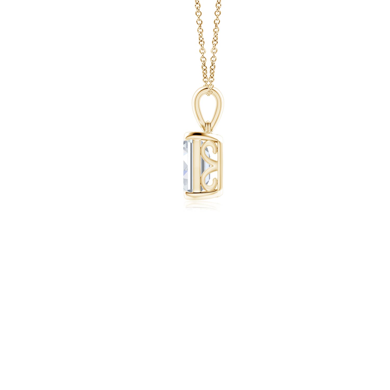 6x4mm FGVS Lab-Grown Emerald-Cut Diamond Solitaire Pendant in Yellow Gold