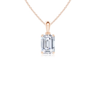 7x5mm FGVS Lab-Grown Emerald-Cut Diamond Solitaire Pendant in 10K Rose Gold