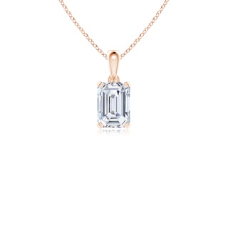 7x5mm FGVS Lab-Grown Emerald-Cut Diamond Solitaire Pendant in Rose Gold