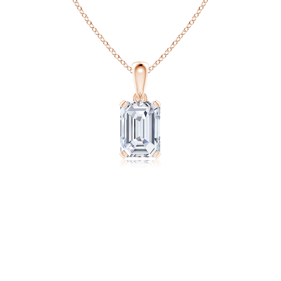 7x5mm FGVS Lab-Grown Emerald-Cut Diamond Solitaire Pendant in Rose Gold 