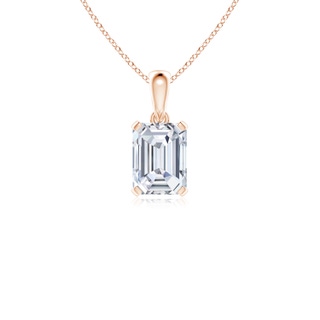 8x6mm FGVS Lab-Grown Emerald-Cut Diamond Solitaire Pendant in Rose Gold