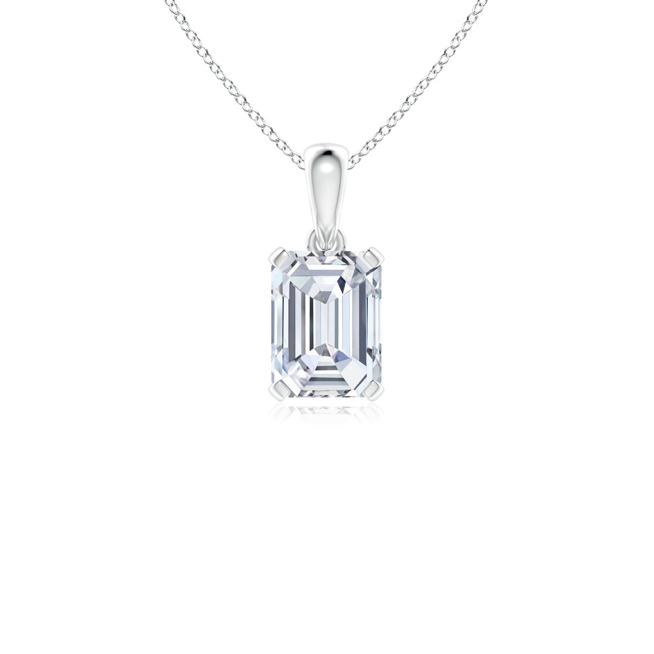 8x6mm FGVS Lab-Grown Emerald-Cut Diamond Solitaire Pendant in White Gold 
