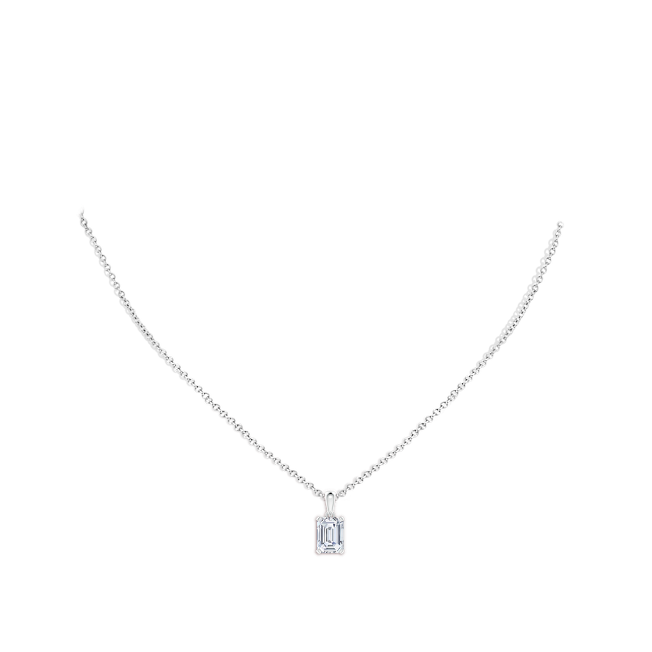 8x6mm FGVS Lab-Grown Emerald-Cut Diamond Solitaire Pendant in White Gold pen