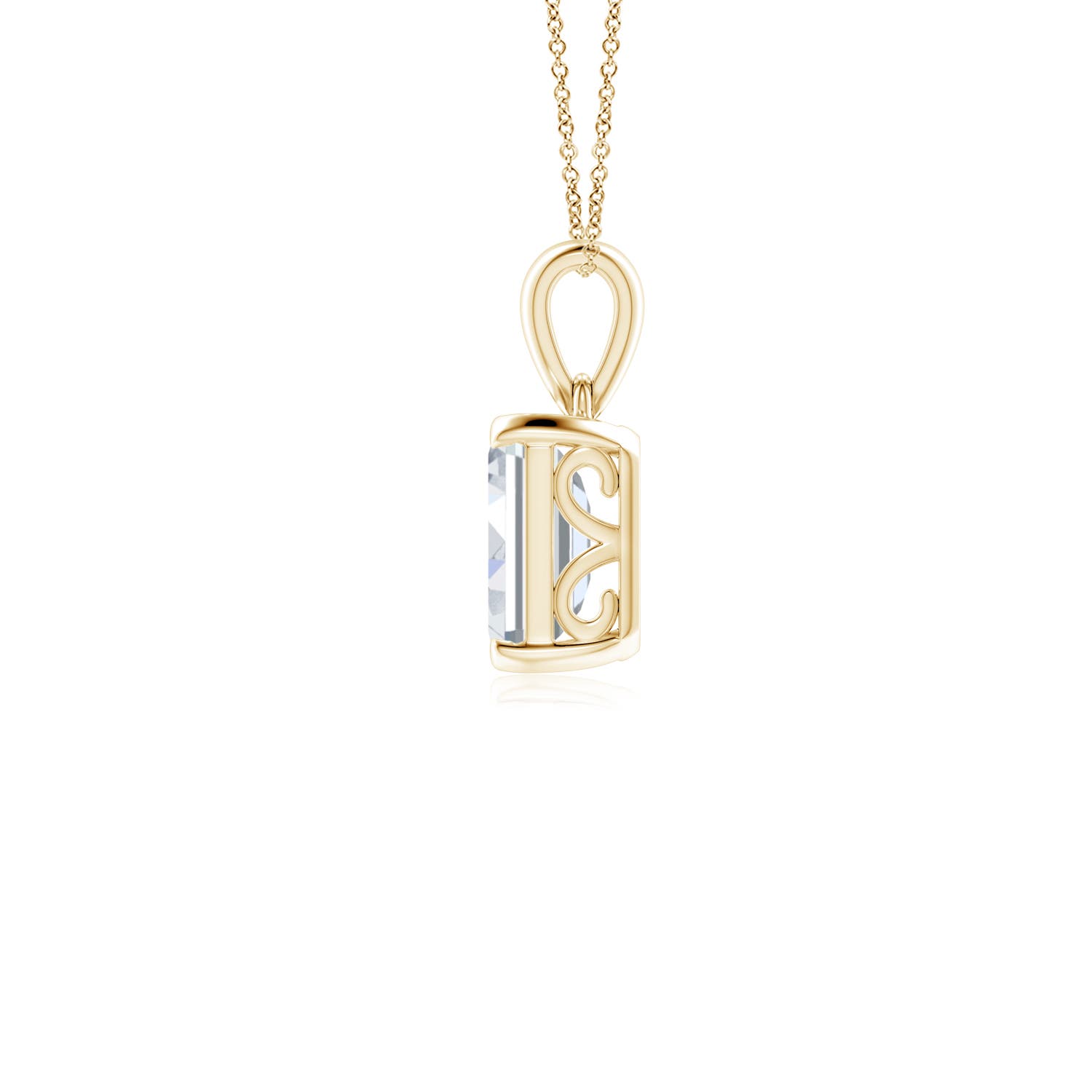 8x6mm FGVS Lab-Grown Emerald-Cut Diamond Solitaire Pendant in Yellow Gold - side 3