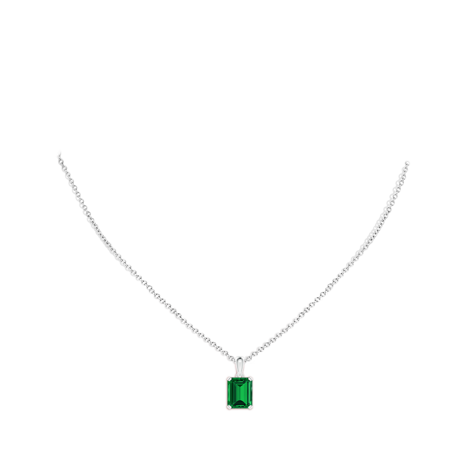 10x8mm Labgrown Lab-Grown Emerald-Cut Emerald Solitaire Pendant in White Gold pen