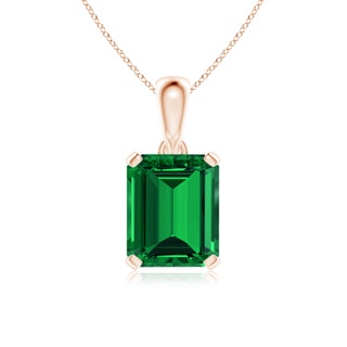 12x10mm Labgrown Lab-Grown Emerald-Cut Emerald Solitaire Pendant in 18K Rose Gold