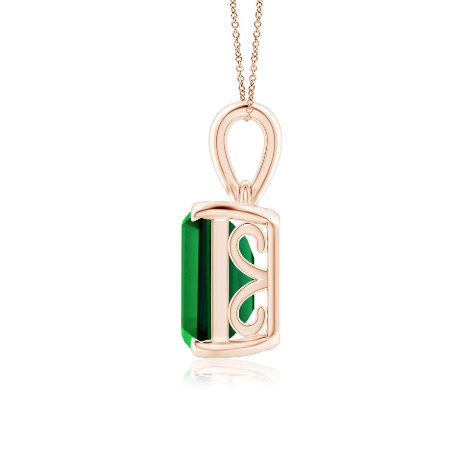 12x10mm Labgrown Lab-Grown Emerald-Cut Emerald Solitaire Pendant in 18K Rose Gold side 199