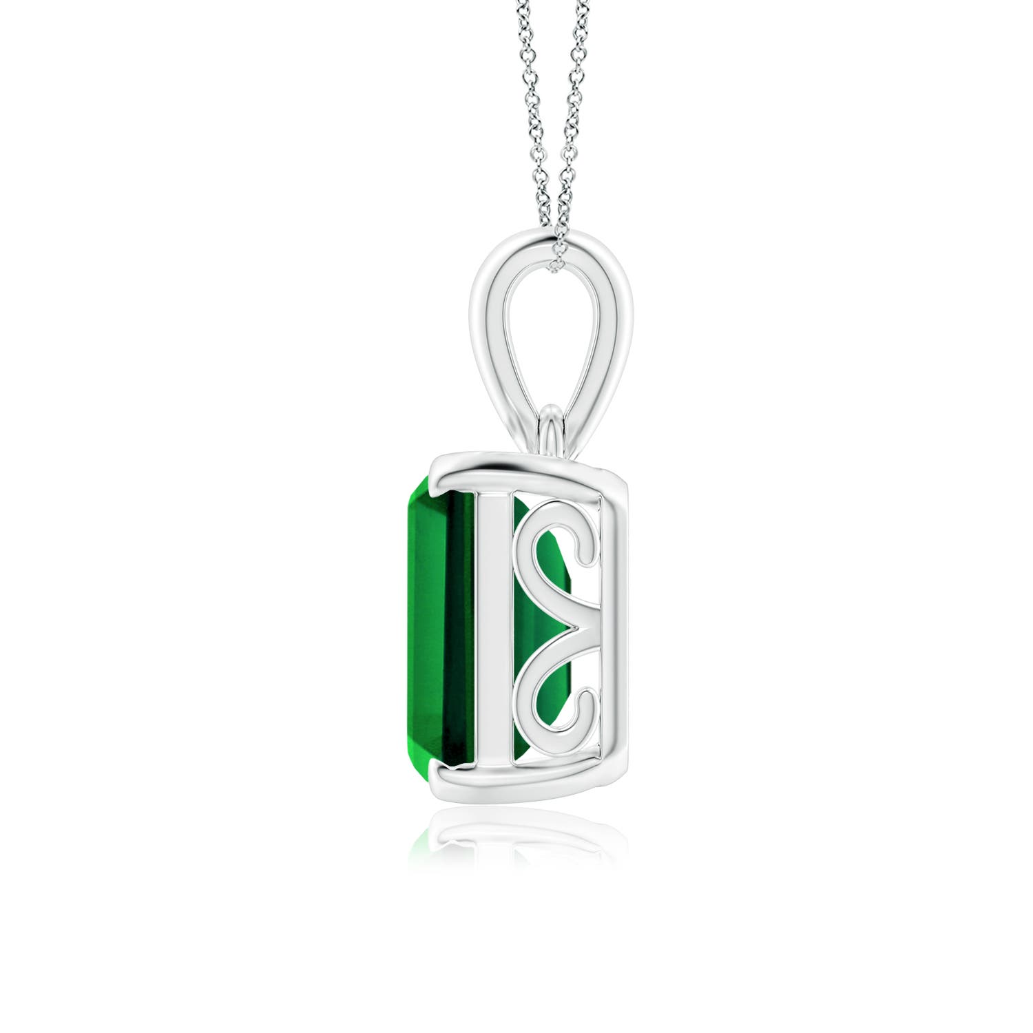 12x10mm Labgrown Lab-Grown Emerald-Cut Emerald Solitaire Pendant in P950 Platinum