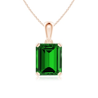 12x10mm Labgrown Lab-Grown Emerald-Cut Emerald Solitaire Pendant in Rose Gold