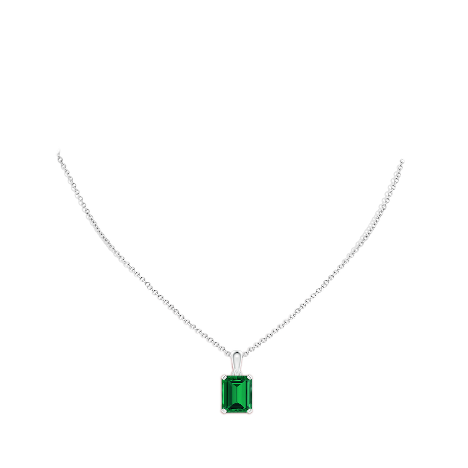 12x10mm Labgrown Lab-Grown Emerald-Cut Emerald Solitaire Pendant in White Gold pen