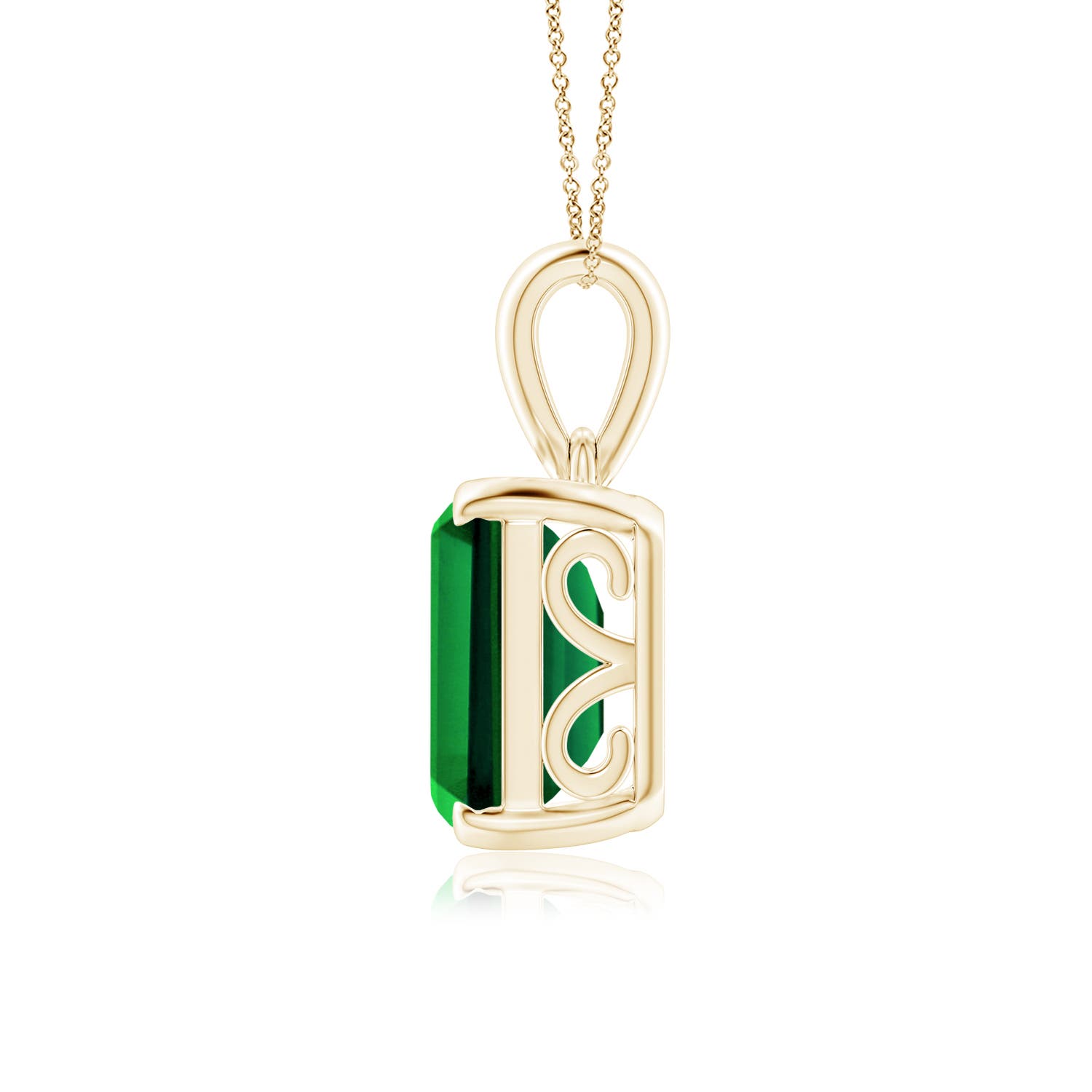 12x10mm Labgrown Lab-Grown Emerald-Cut Emerald Solitaire Pendant in Yellow Gold