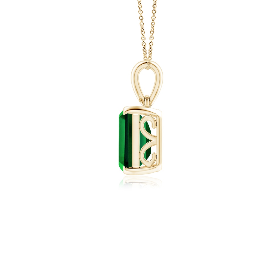 9x7mm Labgrown Lab-Grown Emerald-Cut Emerald Solitaire Pendant in 10K Yellow Gold side 199