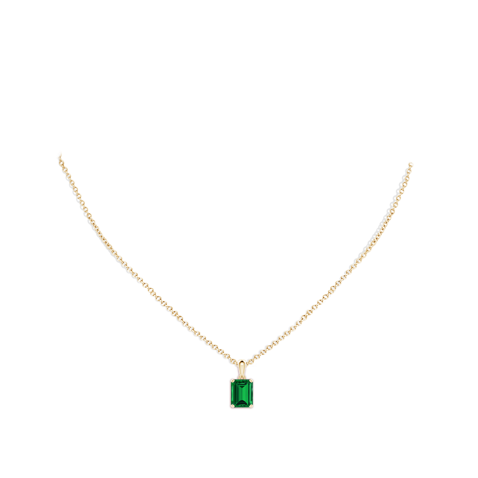 9x7mm Labgrown Lab-Grown Emerald-Cut Emerald Solitaire Pendant in 10K Yellow Gold pen