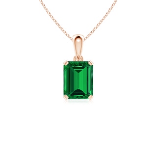 9x7mm Labgrown Lab-Grown Emerald-Cut Emerald Solitaire Pendant in 9K Rose Gold