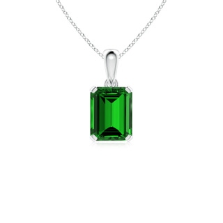 9x7mm Labgrown Lab-Grown Emerald-Cut Emerald Solitaire Pendant in 9K White Gold