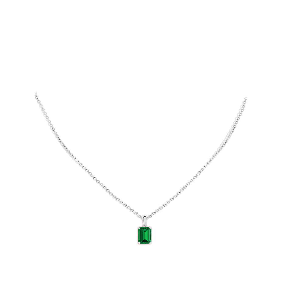 9x7mm Labgrown Lab-Grown Emerald-Cut Emerald Solitaire Pendant in P950 Platinum pen