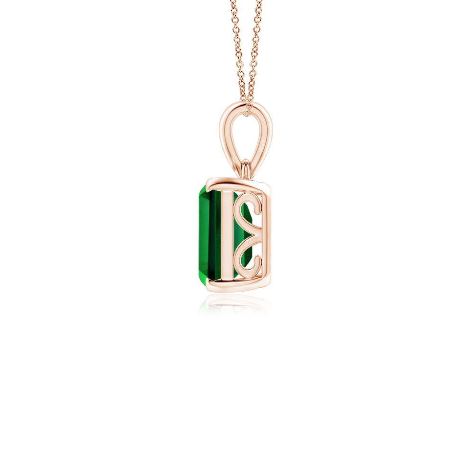 9x7mm Labgrown Lab-Grown Emerald-Cut Emerald Solitaire Pendant in Rose Gold side 199