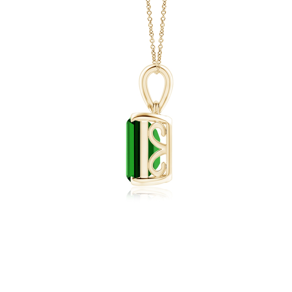 9x7mm Labgrown Lab-Grown Emerald-Cut Emerald Solitaire Pendant in Yellow Gold Side 199