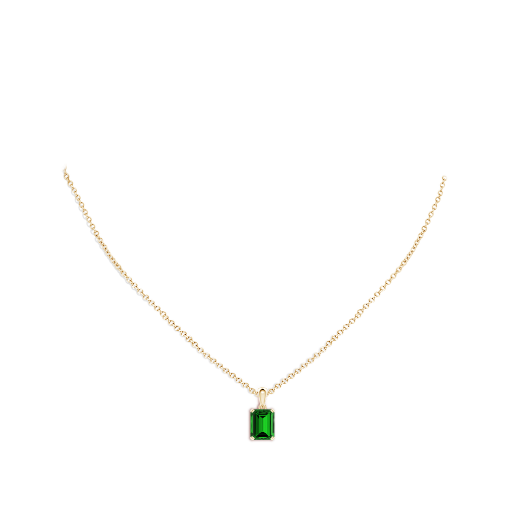 9x7mm Labgrown Lab-Grown Emerald-Cut Emerald Solitaire Pendant in Yellow Gold pen