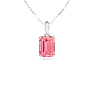 8x6mm Labgrown Emerald-Cut Lab-Grown Fancy Intense Pink Diamond Solitaire Pendant in P950 Platinum