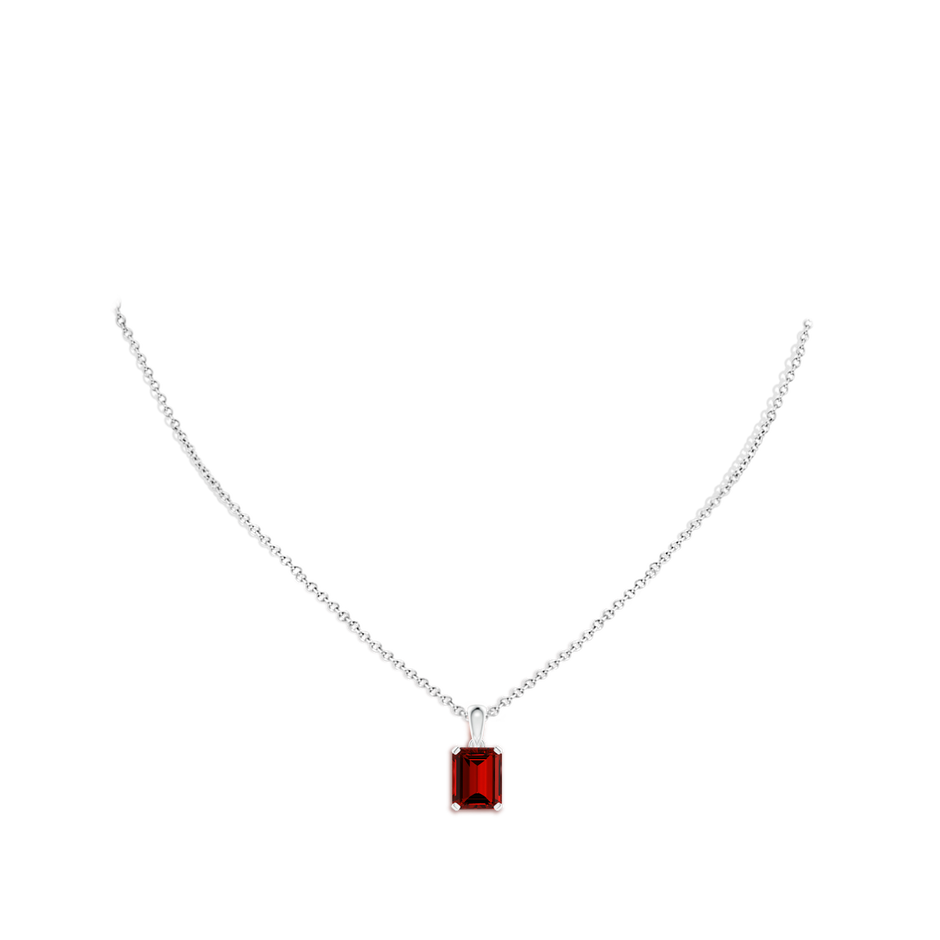 10x8mm Labgrown Lab-Grown Emerald-Cut Ruby Solitaire Pendant in P950 Platinum pen