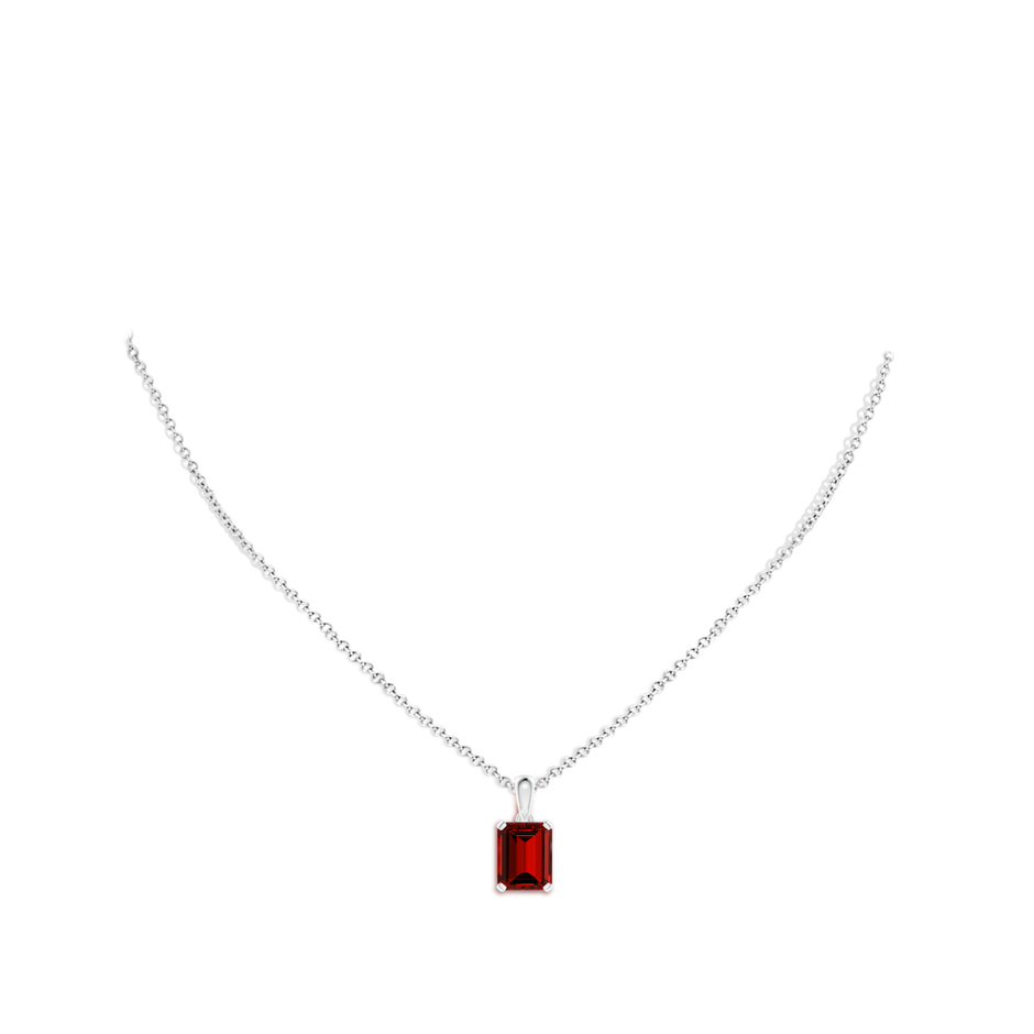 10x8mm Labgrown Lab-Grown Emerald-Cut Ruby Solitaire Pendant in S999 Silver pen
