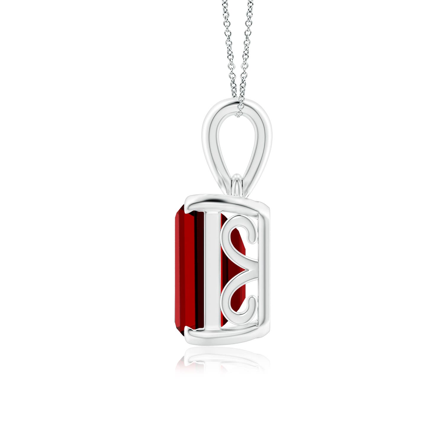 12x10mm Labgrown Lab-Grown Emerald-Cut Ruby Solitaire Pendant in P950 Platinum
