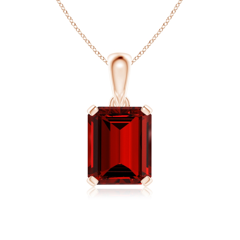 12x10mm Labgrown Lab-Grown Emerald-Cut Ruby Solitaire Pendant in Rose Gold 