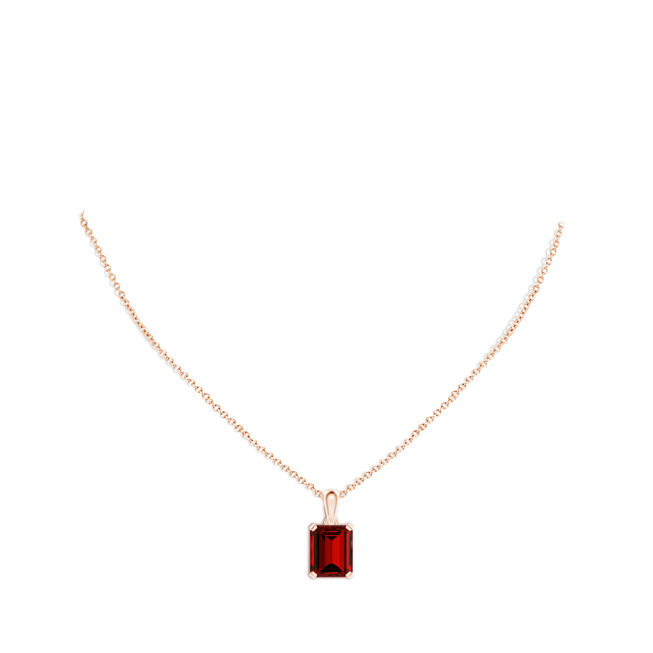 12x10mm Labgrown Lab-Grown Emerald-Cut Ruby Solitaire Pendant in Rose Gold pen
