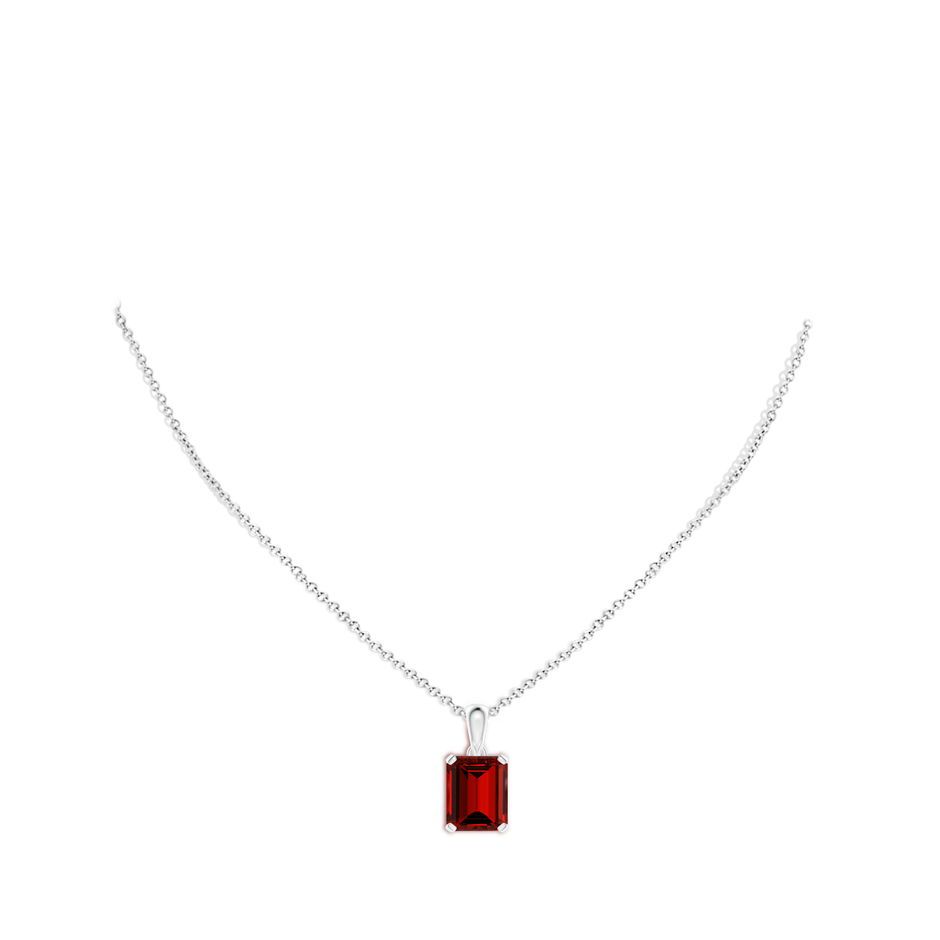 12x10mm Labgrown Lab-Grown Emerald-Cut Ruby Solitaire Pendant in White Gold pen