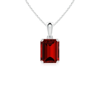 9x7mm Labgrown Lab-Grown Emerald-Cut Ruby Solitaire Pendant in P950 Platinum