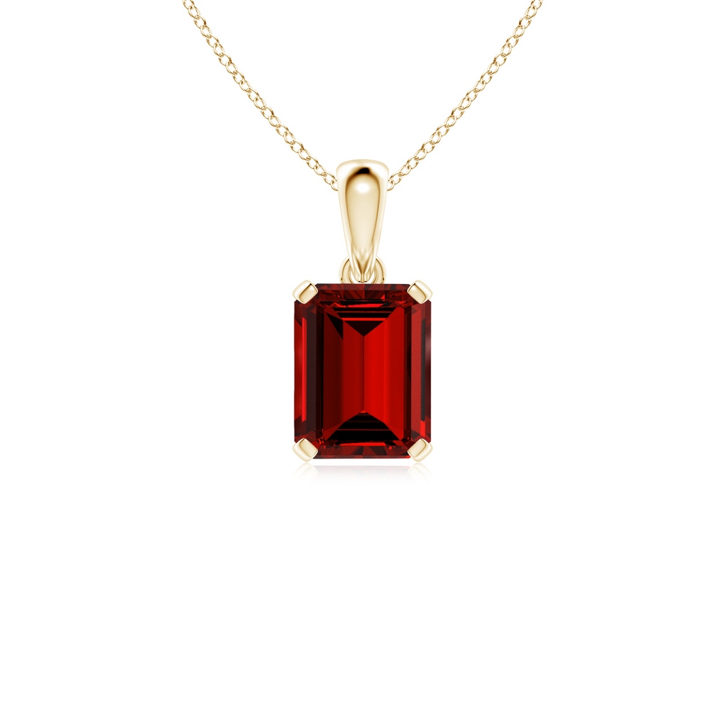 9x7mm Labgrown Lab-Grown Emerald-Cut Ruby Solitaire Pendant in Yellow Gold
