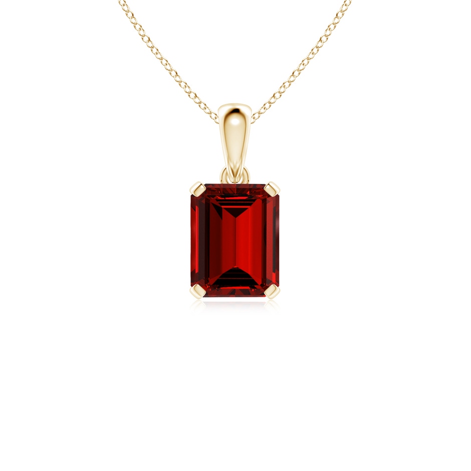 9x7mm Labgrown Lab-Grown Emerald-Cut Ruby Solitaire Pendant in Yellow Gold 