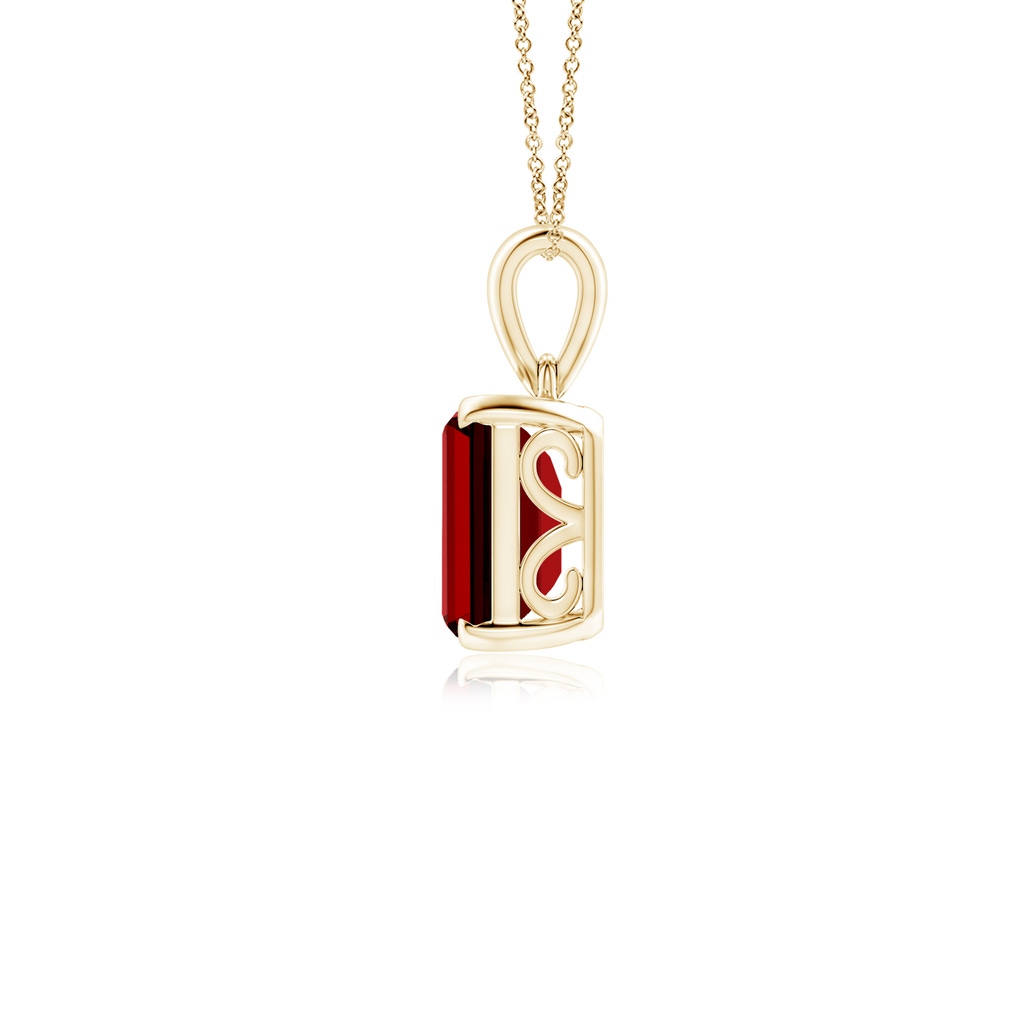 9x7mm Labgrown Lab-Grown Emerald-Cut Ruby Solitaire Pendant in Yellow Gold Side 199