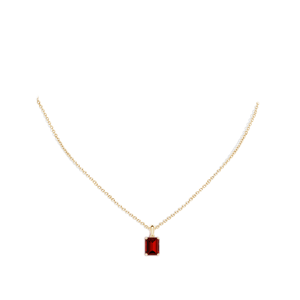 9x7mm Labgrown Lab-Grown Emerald-Cut Ruby Solitaire Pendant in Yellow Gold pen