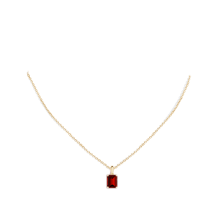 9x7mm Labgrown Lab-Grown Emerald-Cut Ruby Solitaire Pendant in Yellow Gold pen