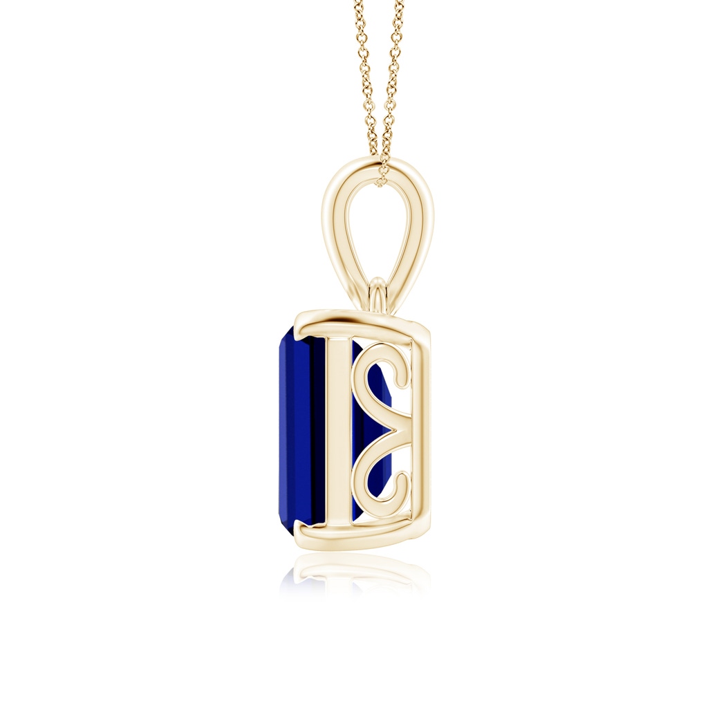 12x10mm Labgrown Lab-Grown Emerald-Cut Blue Sapphire Solitaire Pendant in Yellow Gold Side 199
