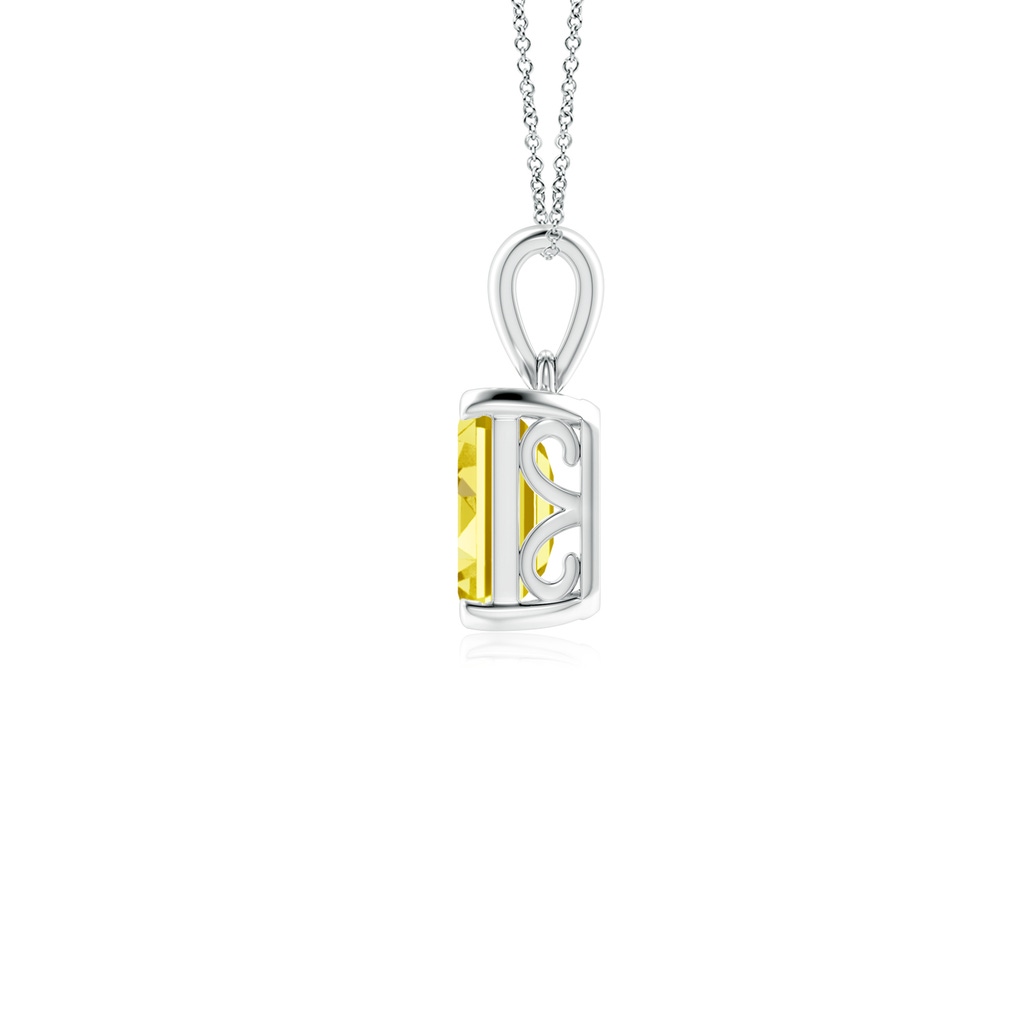 8x6mm Labgrown Emerald-Cut Lab-Grown Fancy Intense Yellow Diamond Solitaire Pendant in White Gold - side 199