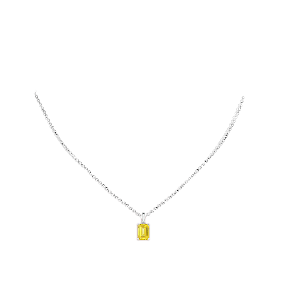 8x6mm Labgrown Emerald-Cut Lab-Grown Fancy Intense Yellow Diamond Solitaire Pendant in White Gold pen