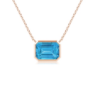 7x5mm Labgrown East-West Bezel-Set Emerald-Cut Lab-Grown Fancy Intense Blue Diamond Pendant in 9K Rose Gold