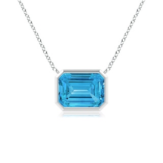 8x6mm Labgrown East-West Bezel-Set Emerald-Cut Lab-Grown Fancy Intense Blue Diamond Pendant in P950 Platinum